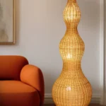 Indonesian Cane Gourd Floor Lamp