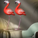 Wooden Flamingo Bird Decor Sculpture