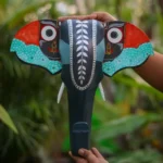 Wooden Handpainted Elephant Head Wall Decor