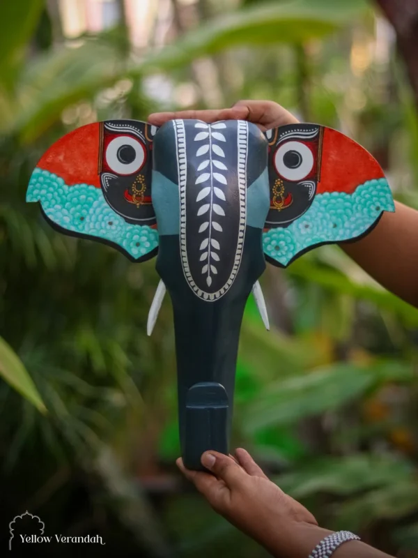 Wooden Handpainted Elephant Head Wall Decor